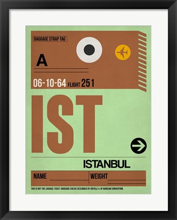 Framed IST Istanbul Luggage Tag 2 Print