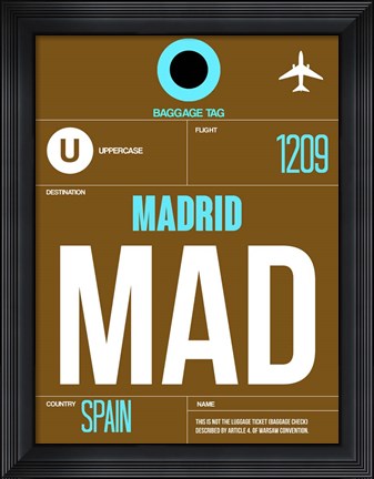 Framed MAD Madrid Luggage Tag 1 Print