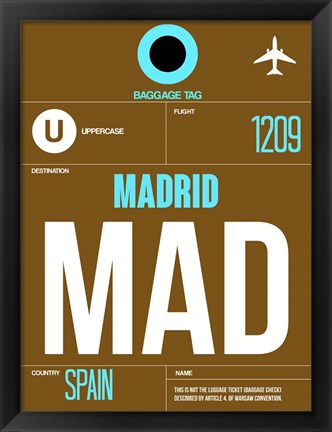 Framed MAD Madrid Luggage Tag 1 Print