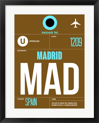 Framed MAD Madrid Luggage Tag 1 Print