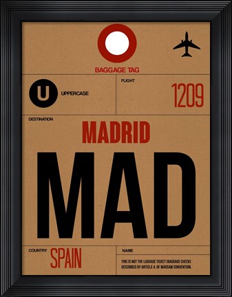 Framed MAD Madrid Luggage Tag 2 Print
