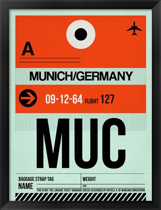 Framed MUC Munich Luggage Tag 2 Print