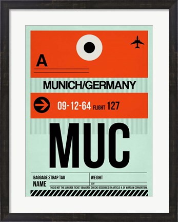Framed MUC Munich Luggage Tag 2 Print
