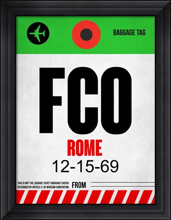 Framed FCO Rome Luggage Tag 1 Print