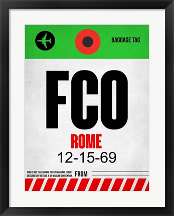 Framed FCO Rome Luggage Tag 1 Print