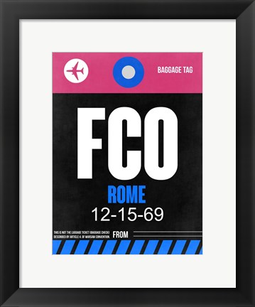 Framed FCO Rome Luggage Tag 2 Print