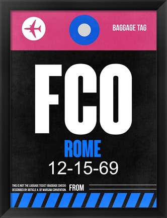 Framed FCO Rome Luggage Tag 2 Print