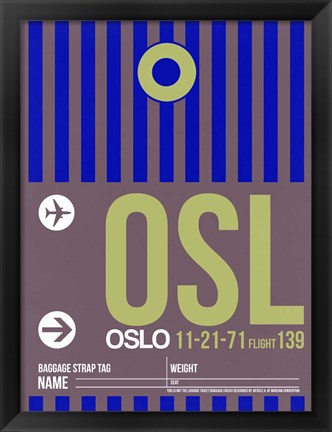 Framed OSL Oslo Luggage Tag 2 Print