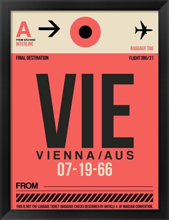 Framed VIE Vienna Luggage Tag 1 Print