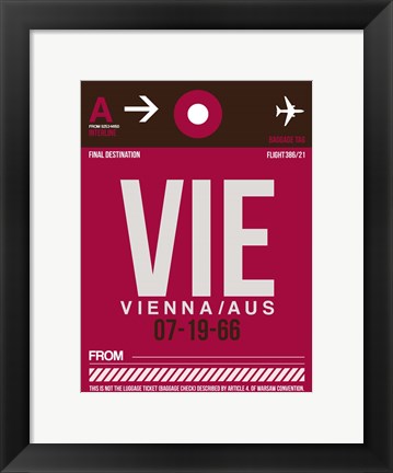 Framed VIE Vienna Luggage Tag 2 Print