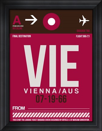 Framed VIE Vienna Luggage Tag 2 Print