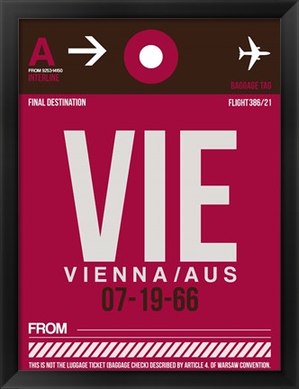 Framed VIE Vienna Luggage Tag 2 Print