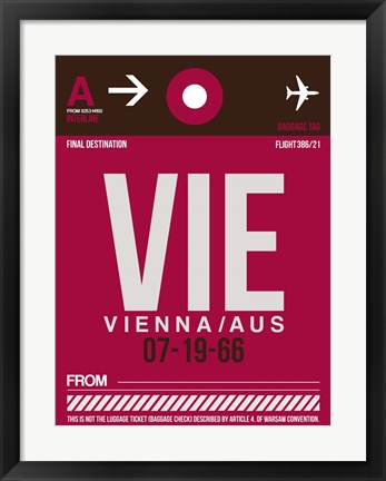 Framed VIE Vienna Luggage Tag 2 Print