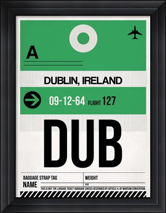 Framed DUB Dublin Luggage Tag 1 Print