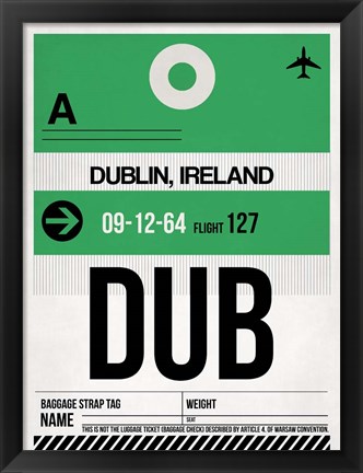Framed DUB Dublin Luggage Tag 1 Print