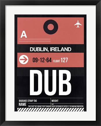 Framed DUB Dublin Luggage Tag 2 Print