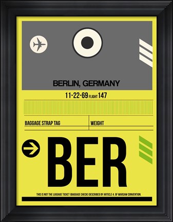 Framed BER Berlin Luggage Tag 1 Print