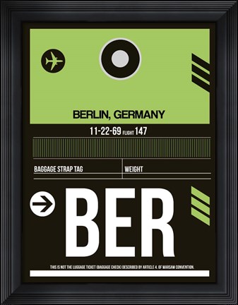Framed BER Berlin Luggage Tag 2 Print