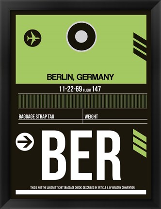 Framed BER Berlin Luggage Tag 2 Print