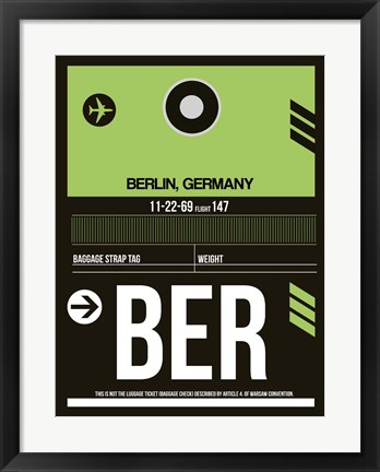 Framed BER Berlin Luggage Tag 2 Print