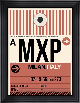 Framed MXP Milan Luggage Tag 1 Print