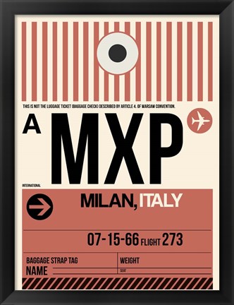 Framed MXP Milan Luggage Tag 1 Print