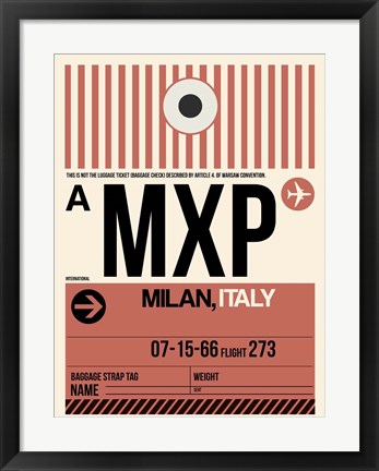 Framed MXP Milan Luggage Tag 1 Print