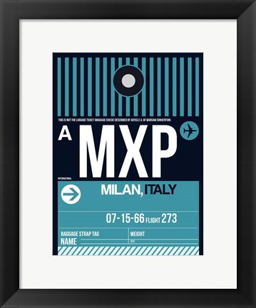 Framed MXP Milan Luggage Tag 2 Print
