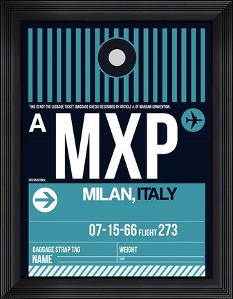 Framed MXP Milan Luggage Tag 2 Print