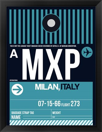 Framed MXP Milan Luggage Tag 2 Print