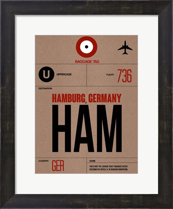 Framed HAM Hamburg Luggage Tag 1 Print