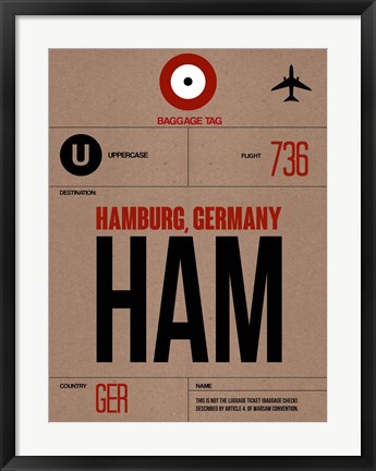 Framed HAM Hamburg Luggage Tag 1 Print