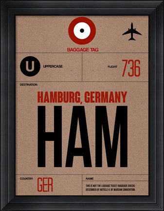 Framed HAM Hamburg Luggage Tag 1 Print