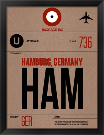 Framed HAM Hamburg Luggage Tag 1 Print