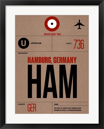 Framed HAM Hamburg Luggage Tag 1 Print