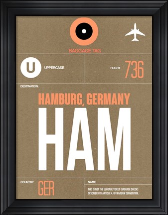 Framed HAM Hamburg Luggage Tag 2 Print
