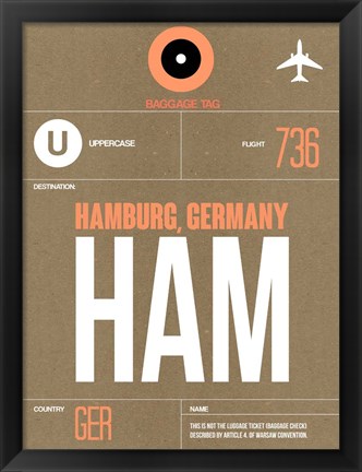 Framed HAM Hamburg Luggage Tag 2 Print