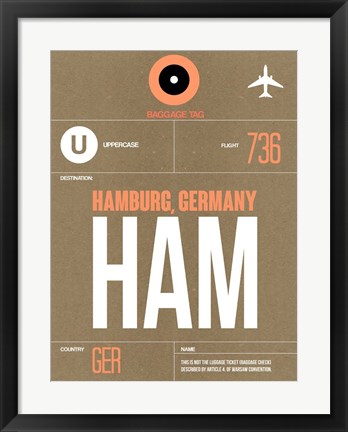 Framed HAM Hamburg Luggage Tag 2 Print