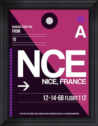 Framed NCE Nice Luggage Tag 1 Print