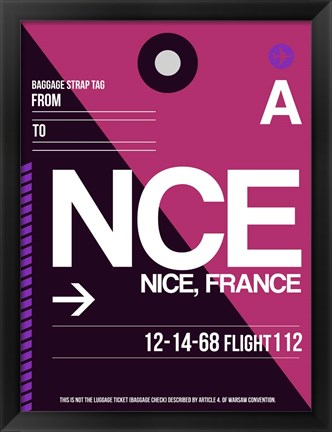 Framed NCE Nice Luggage Tag 1 Print