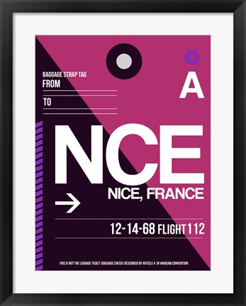 Framed NCE Nice Luggage Tag 1 Print