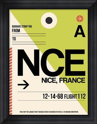 Framed NCE Nice Luggage Tag 2 Print