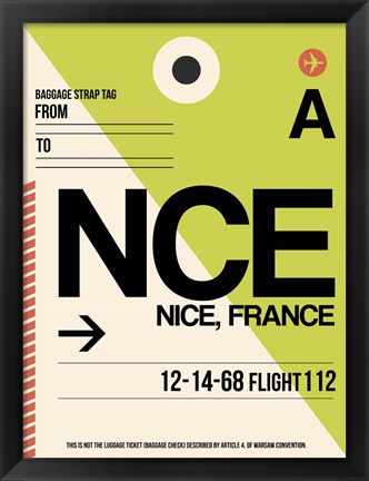 Framed NCE Nice Luggage Tag 2 Print