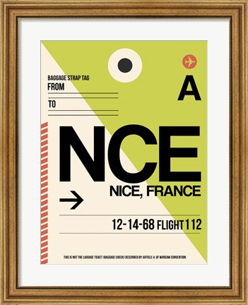 Framed NCE Nice Luggage Tag 2 Print
