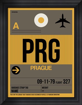 Framed PRG Prague Luggage Tag 1 Print