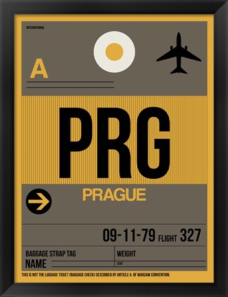 Framed PRG Prague Luggage Tag 1 Print