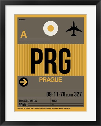 Framed PRG Prague Luggage Tag 1 Print