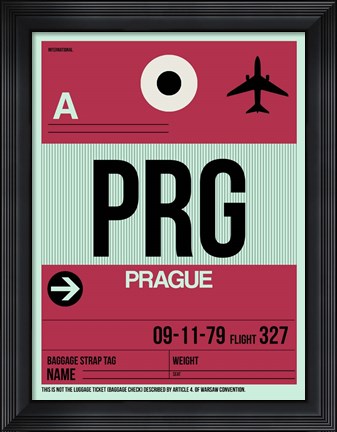 Framed PRG Prague Luggage Tag 2 Print