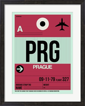 Framed PRG Prague Luggage Tag 2 Print
