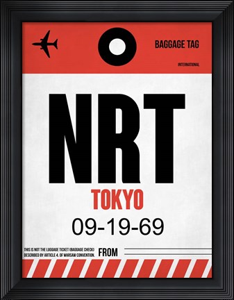 Framed NRT Tokyo Luggage Tag 1 Print